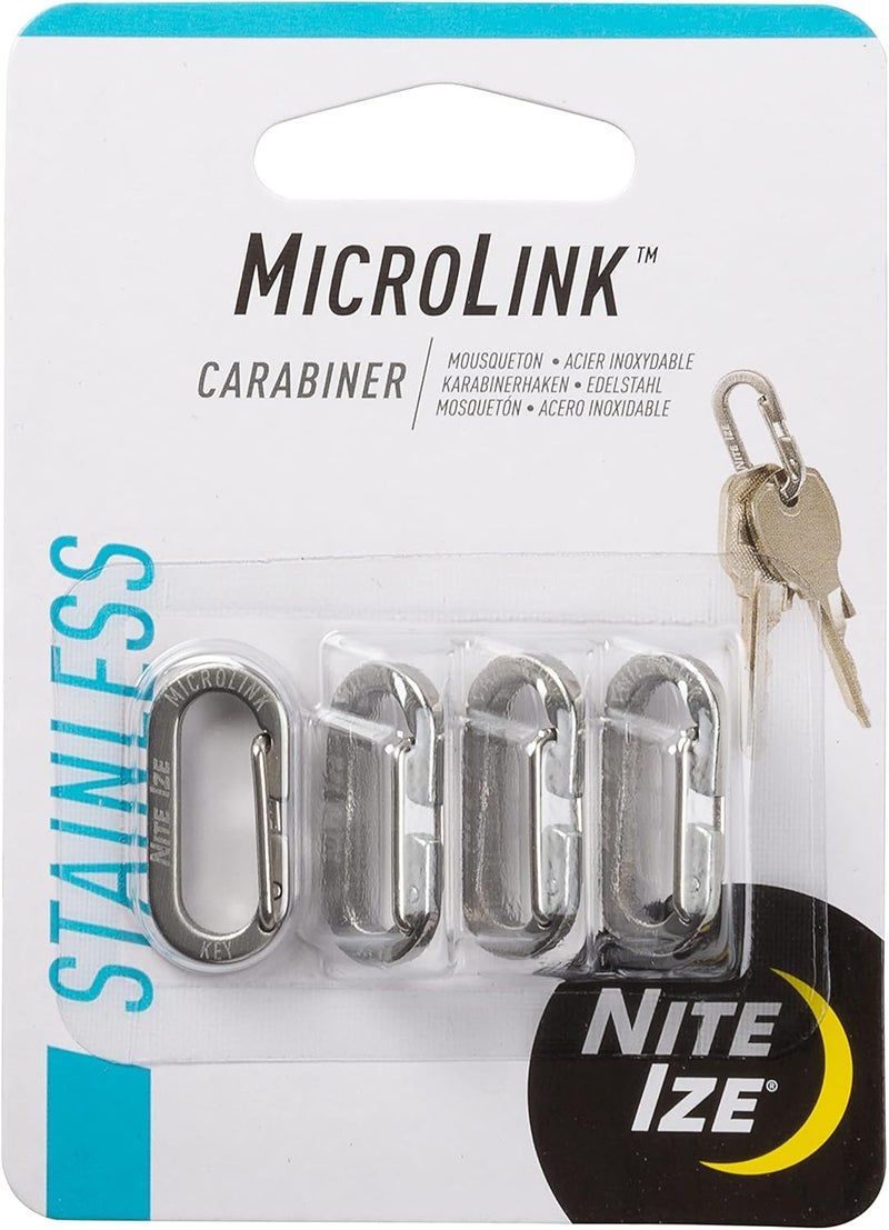 NiteIze MicroLink Carabiner, Stainless Steel Mini Key Rings for Keys Fobs MultiTools and More, 4 Pack - Image 1
